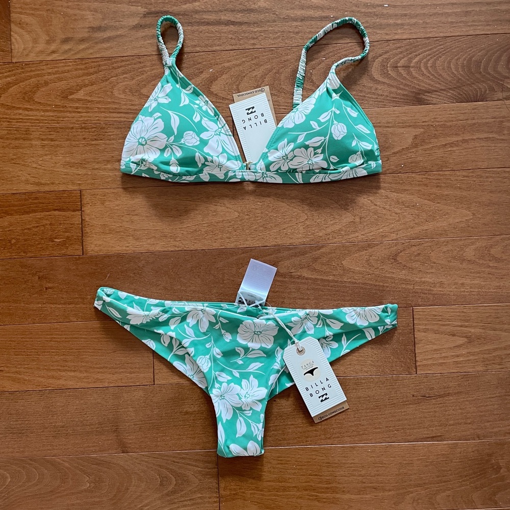 Billabong Green Floral Bikini Set
